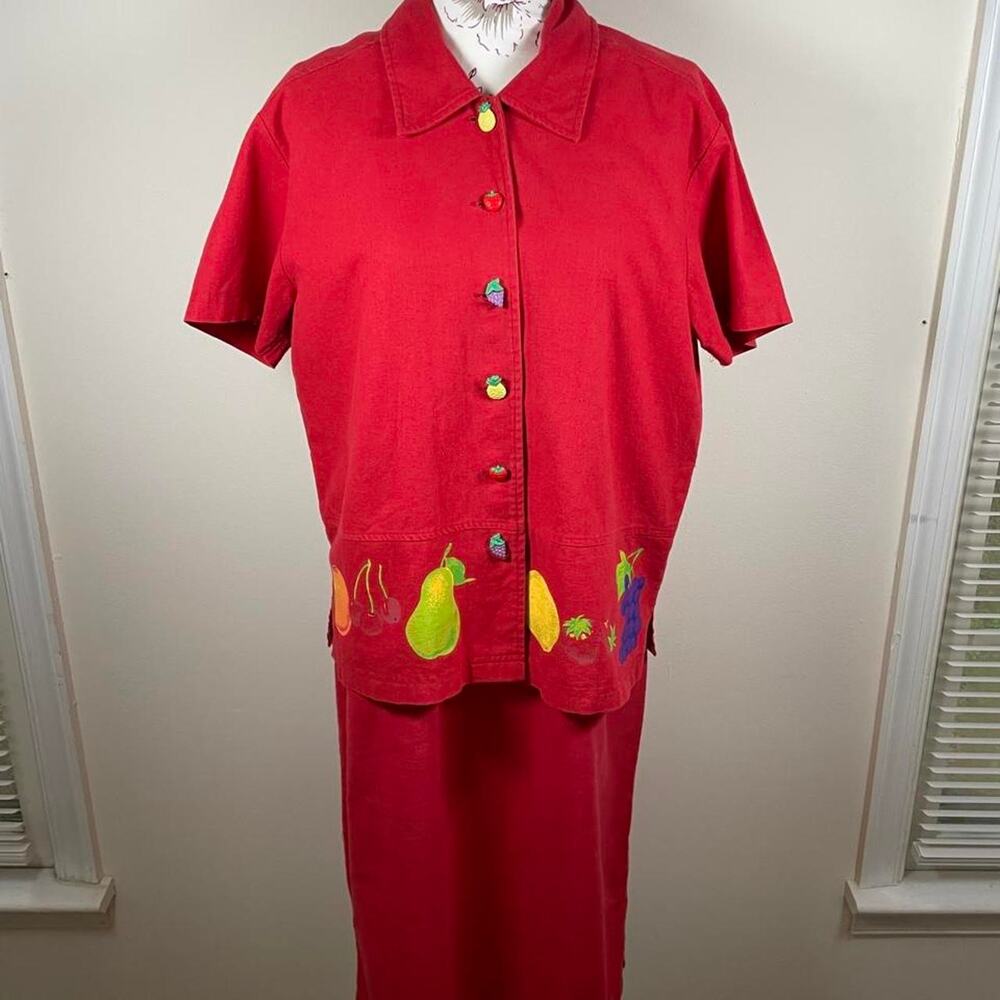 Vintage Sag Harbor Fruit Two-Piece Dress Set